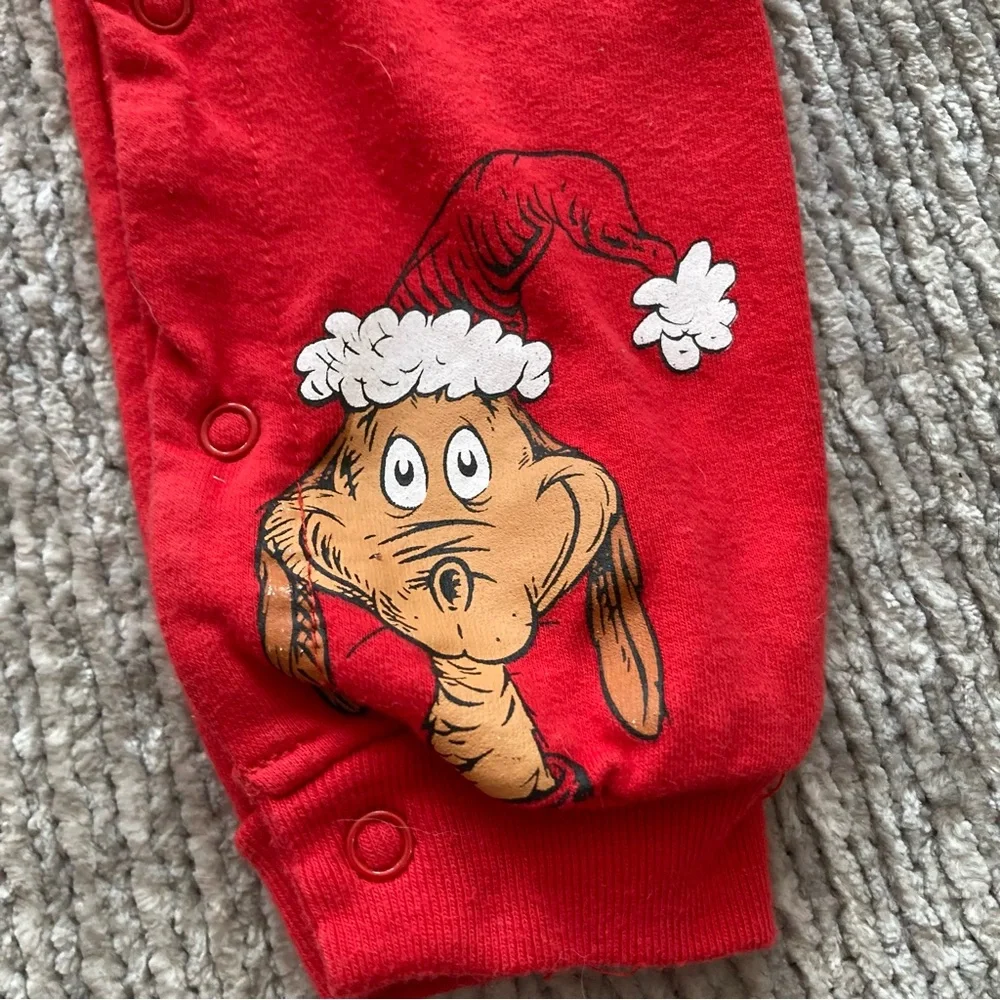 Dr. Seuss Baby Grinch Red Christmas Romper Size 18M Retro Holiday‎ Classic